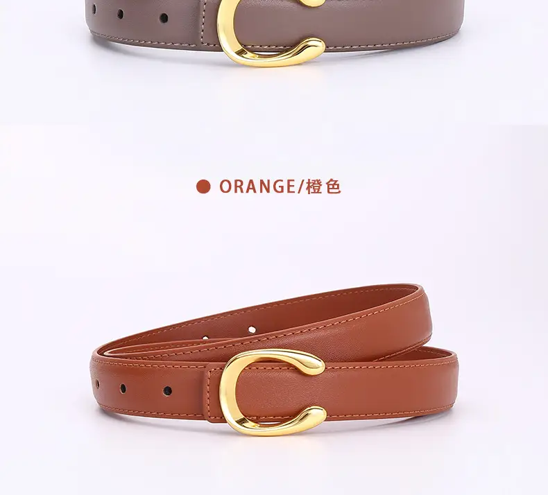Women's Letter C Belt Black Brown Fashion Decorative — feature 26