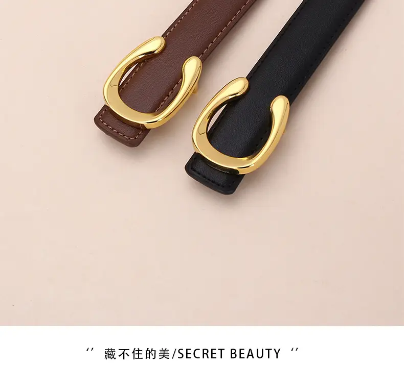 Women's Letter C Belt Black Brown Fashion Decorative — feature 3
