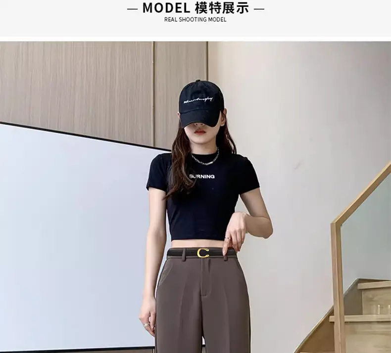 Women's Letter C Belt Black Brown Fashion Decorative — feature 9