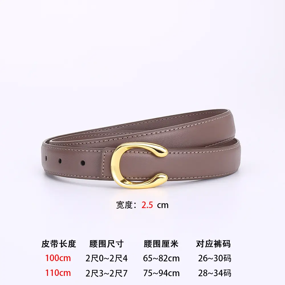 Women's Letter C Belt Black Brown Fashion Decorative - Image 3