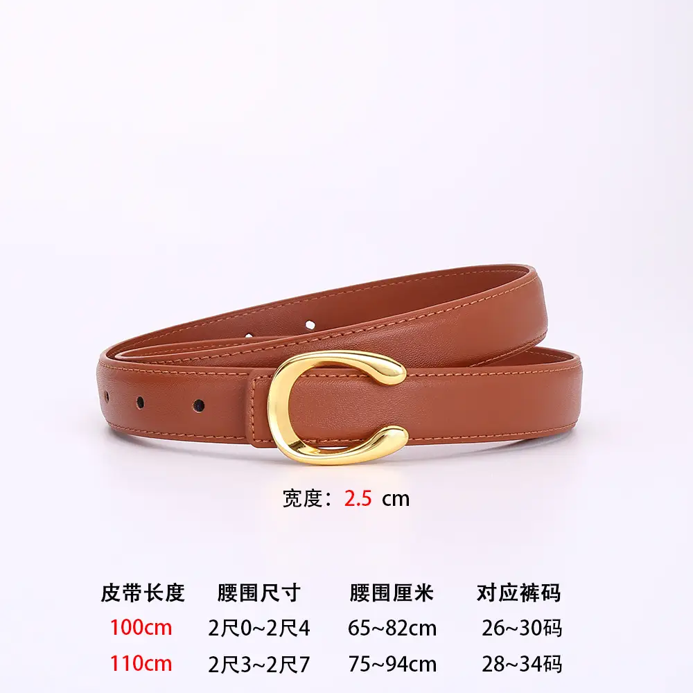 Women's Letter C Belt Black Brown Fashion Decorative - Image 4
