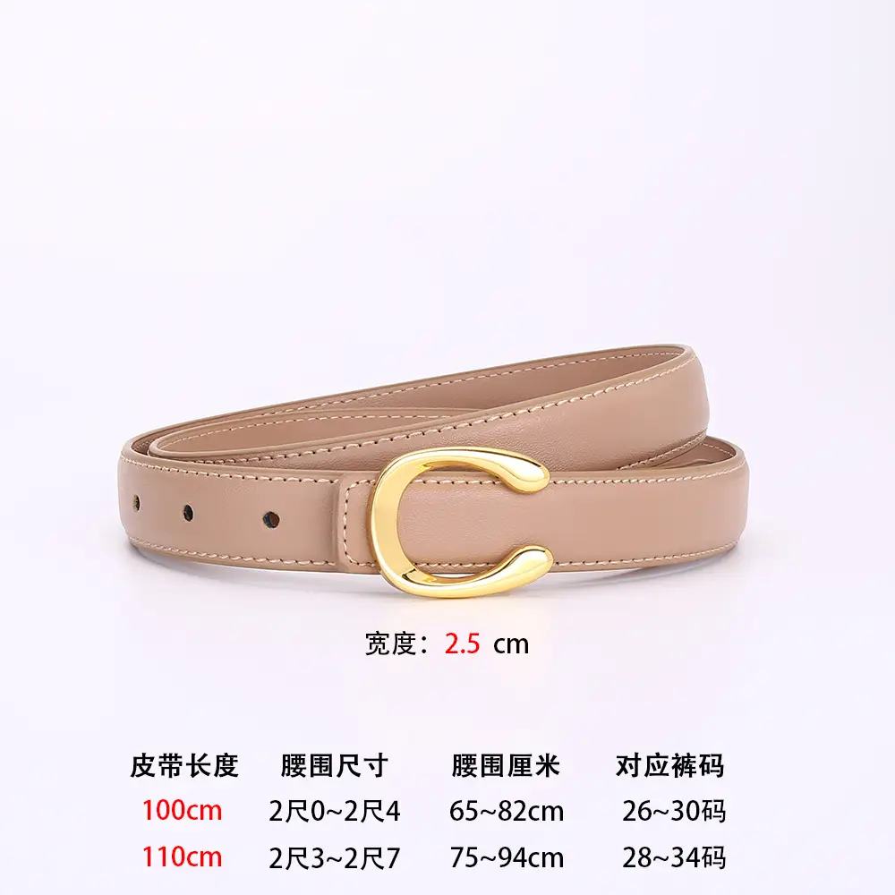 Women's Letter C Belt Black Brown Fashion Decorative - Image 5