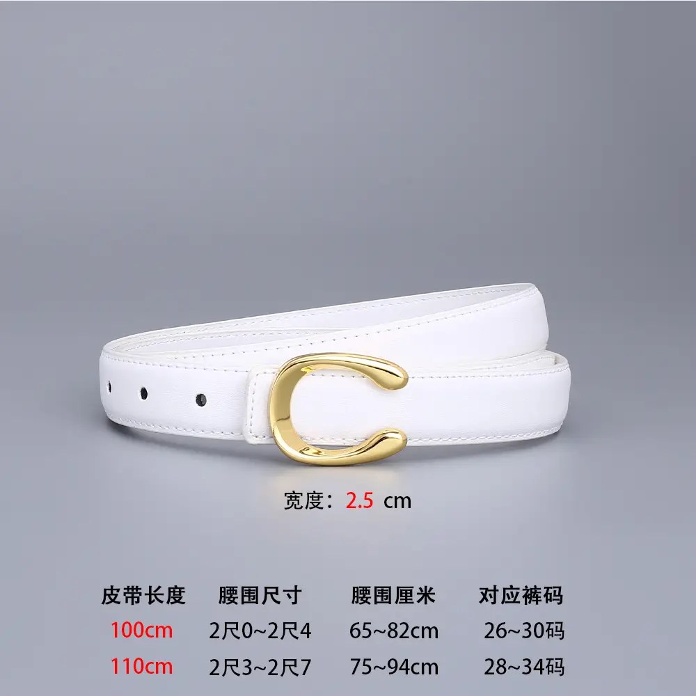 Women's Letter C Belt Black Brown Fashion Decorative - Image 6