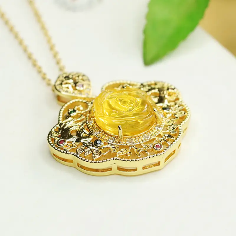 Aiyu Gold Rose Pendant Necklace for Women - Image 5