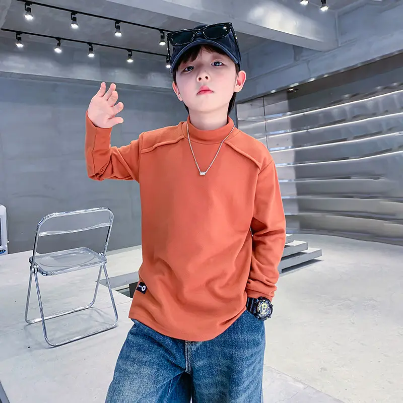 Boys Half-Turtleneck Winter T-Shirt Olive Green - Image 7