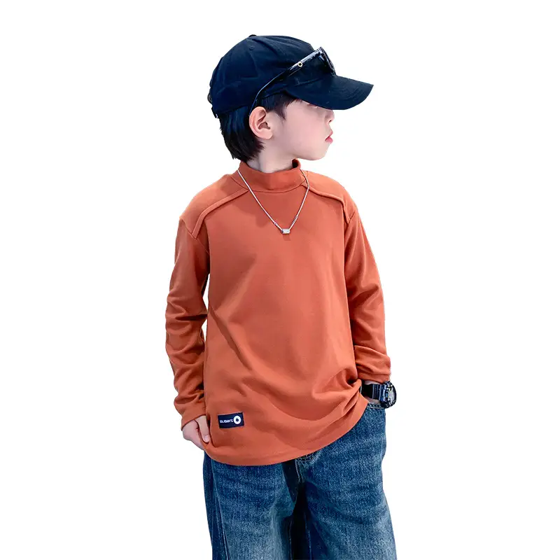 Boys Half-Turtleneck Winter T-Shirt Olive Green - Image 9