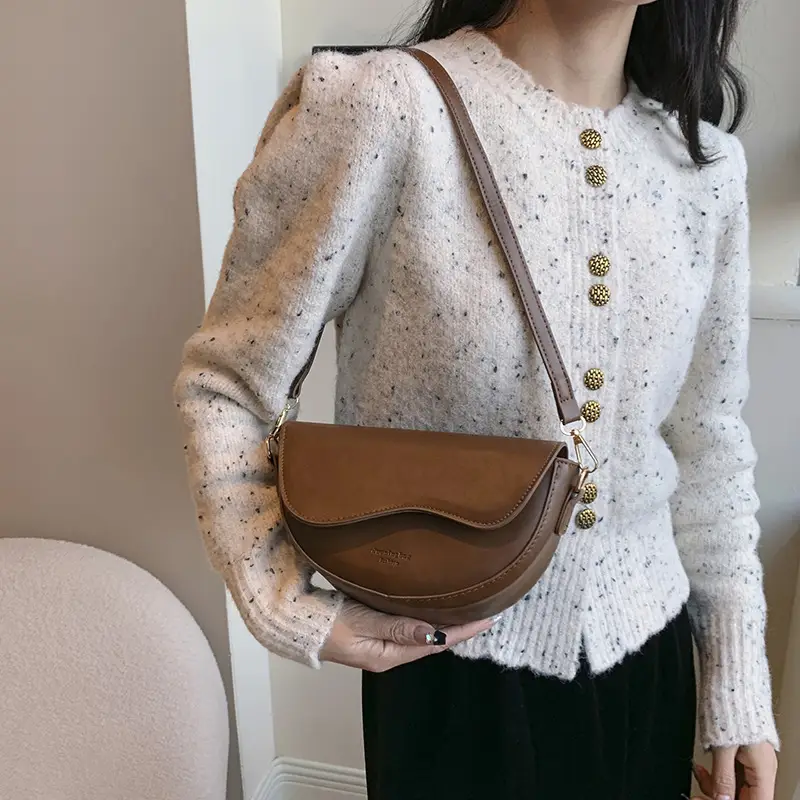 Black Textured Crossbody Bag for Women Winter Casual - Image 5