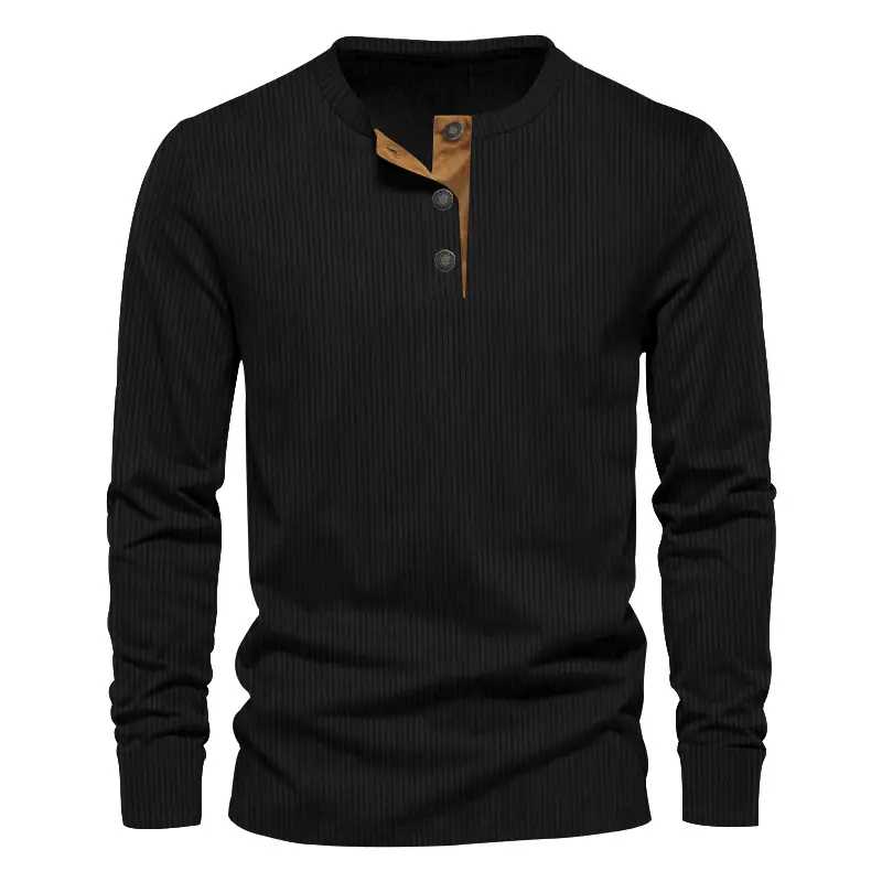 Men's Maroon Corduroy Long Sleeve T-Shirt — feature 10