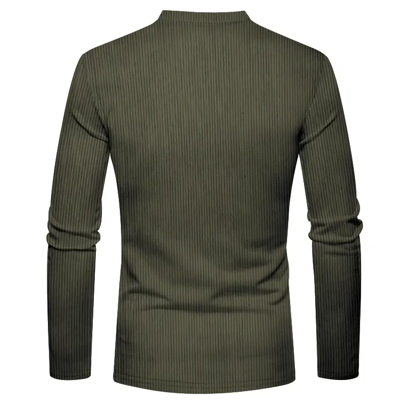 Men's Maroon Corduroy Long Sleeve T-Shirt — feature 15