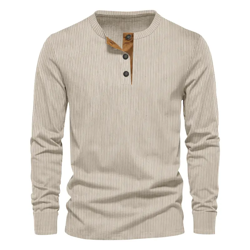 Men's Maroon Corduroy Long Sleeve T-Shirt — feature 18