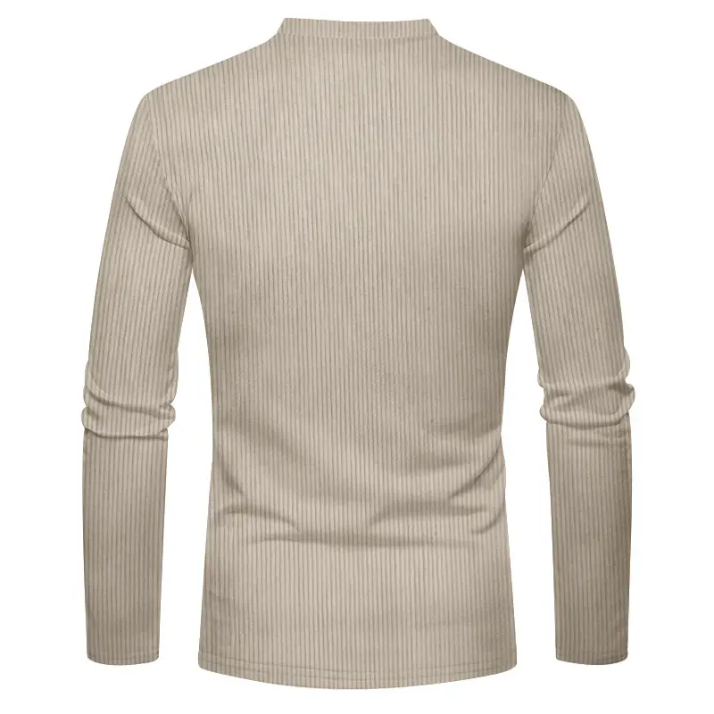 Men's Maroon Corduroy Long Sleeve T-Shirt — feature 19