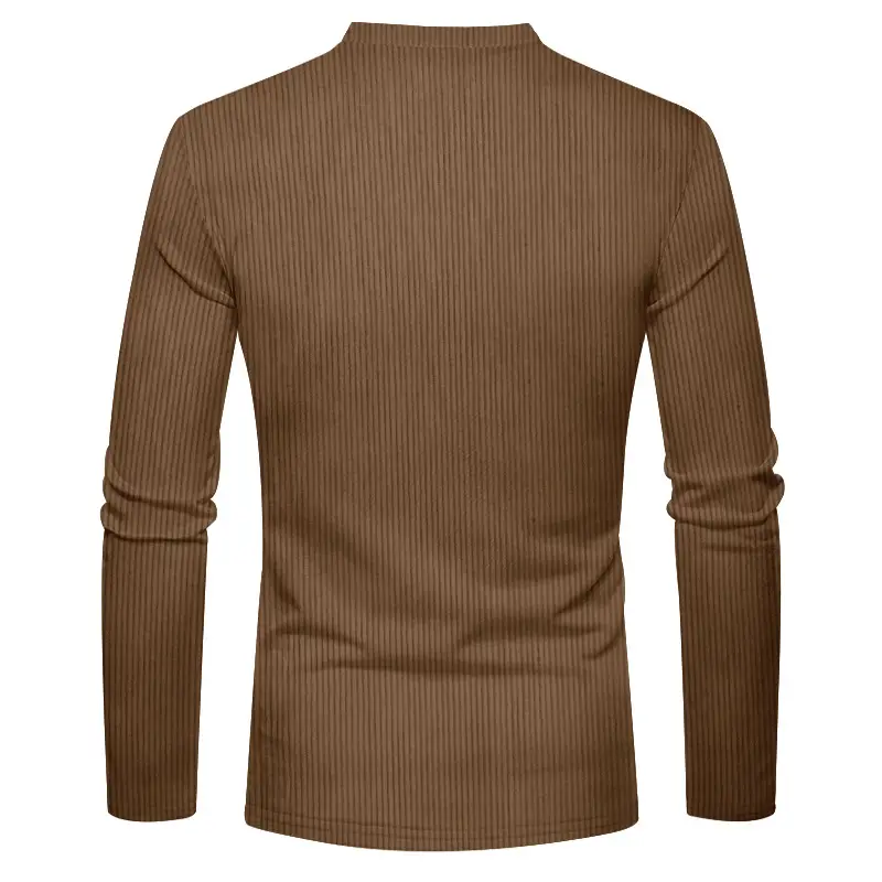 Men's Maroon Corduroy Long Sleeve T-Shirt — feature 21
