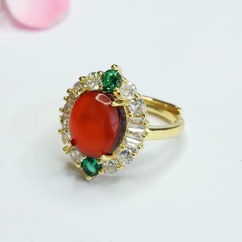 Guan Yu Natural Amber Claw Setting Ring for Women - Image 3