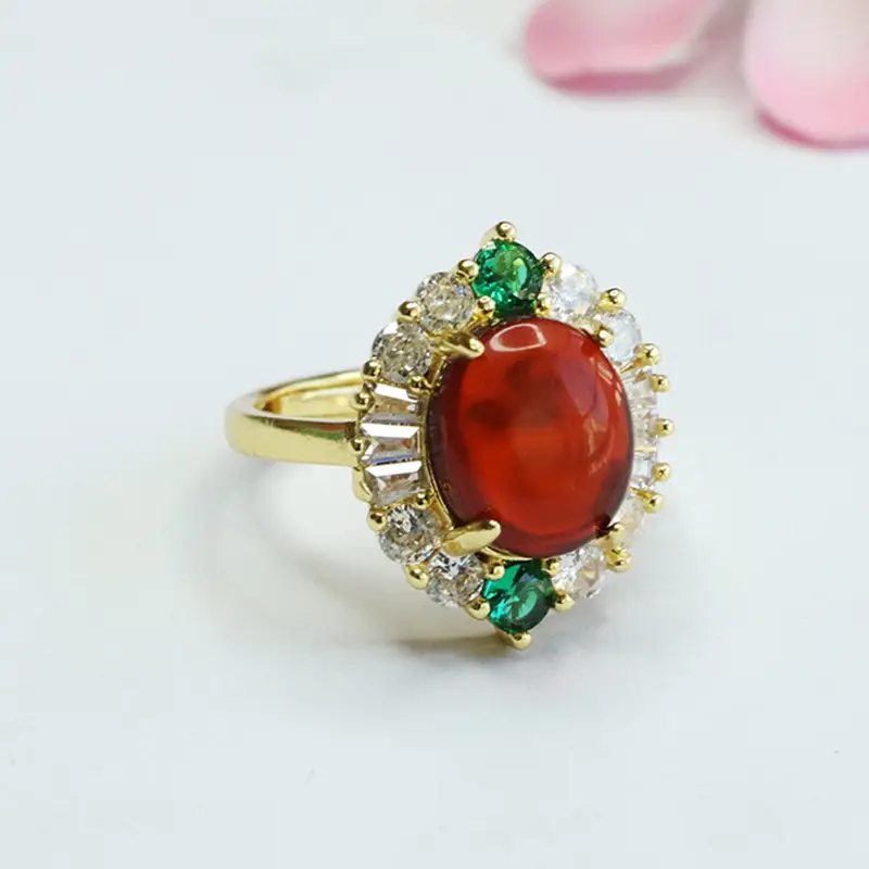 Guan Yu Natural Amber Claw Setting Ring for Women - Image 4