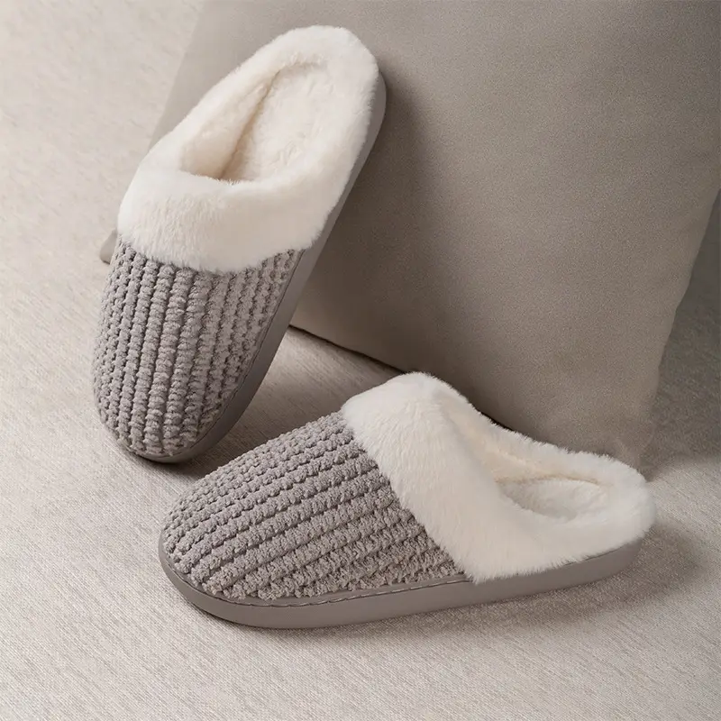 Plush Slippers Women's 2024 New Autumn and Winter Indoor Home Non-slip Warm Bag with Couple's Cotton Slippers for Men
