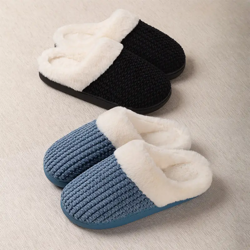 Plush Slippers Women's 2024 New Autumn and Winter Indoor Home Non-slip Warm Bag with Couple's Cotton Slippers for Men — feature 2