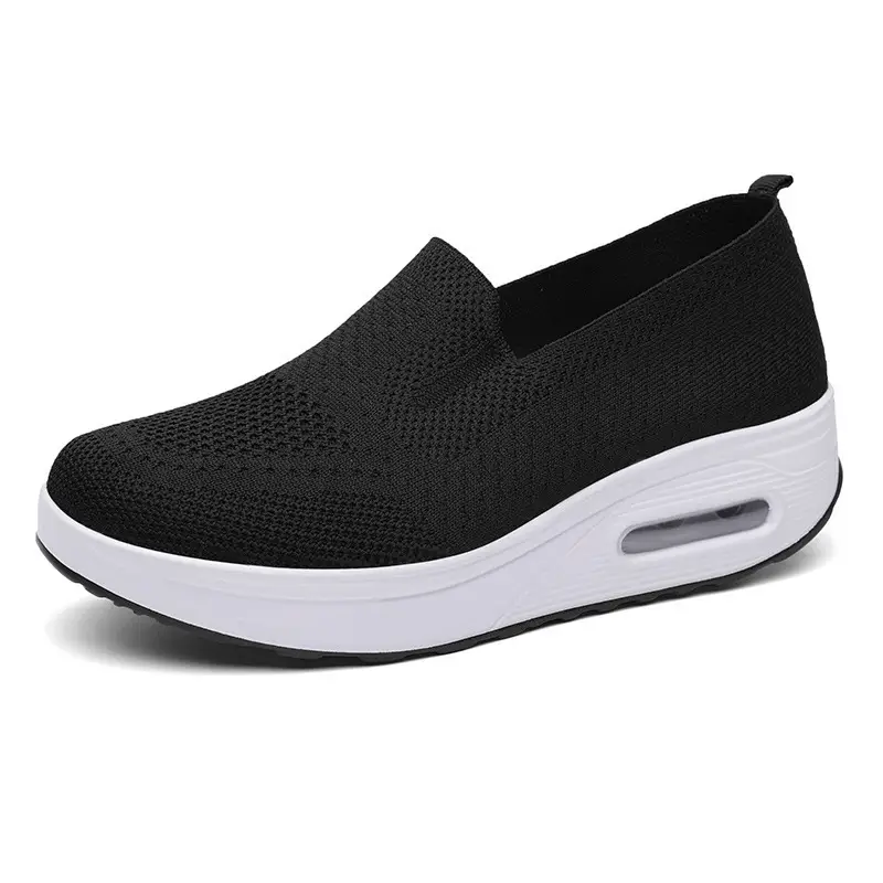 Women's Shoes Slip-on Lazy Casual Thick-soled Air Cushion Sports Rocking Shoes Cross-border Flying Weaving Women's sneaker