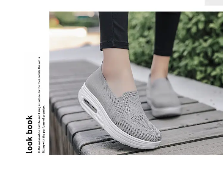 Women's Shoes Slip-on Lazy Casual Thick-soled Air Cushion Sports Rocking Shoes Cross-border Flying Weaving Women's sneaker — feature 15