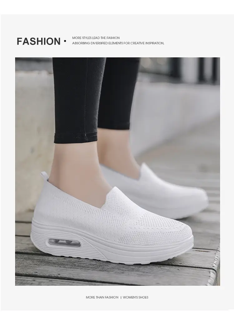 Women's Shoes Slip-on Lazy Casual Thick-soled Air Cushion Sports Rocking Shoes Cross-border Flying Weaving Women's sneaker — feature 16