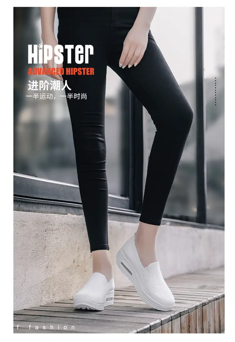 Women's Shoes Slip-on Lazy Casual Thick-soled Air Cushion Sports Rocking Shoes Cross-border Flying Weaving Women's sneaker — feature 17