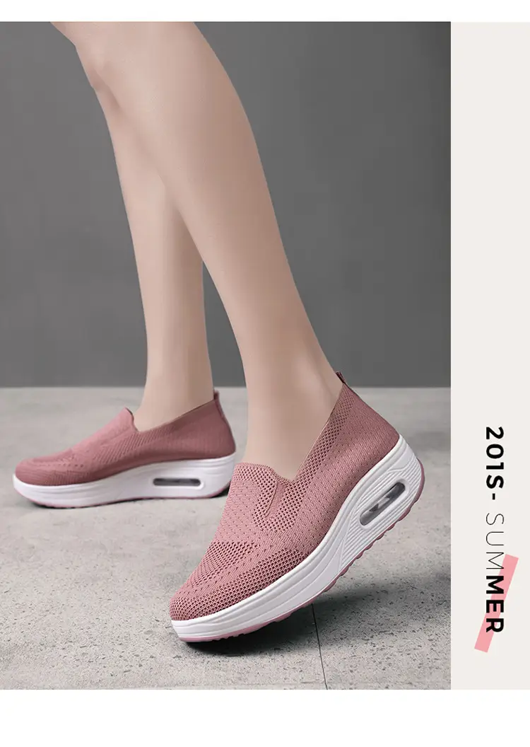 Women's Shoes Slip-on Lazy Casual Thick-soled Air Cushion Sports Rocking Shoes Cross-border Flying Weaving Women's sneaker — feature 21
