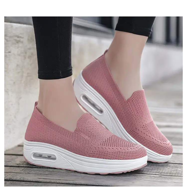 Women's Shoes Slip-on Lazy Casual Thick-soled Air Cushion Sports Rocking Shoes Cross-border Flying Weaving Women's sneaker — feature 22