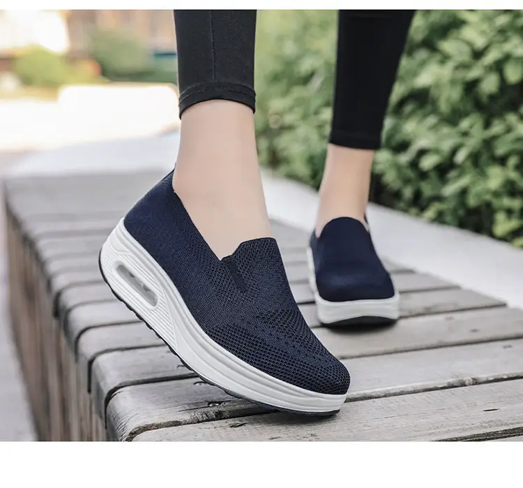 Women's Shoes Slip-on Lazy Casual Thick-soled Air Cushion Sports Rocking Shoes Cross-border Flying Weaving Women's sneaker — feature 24