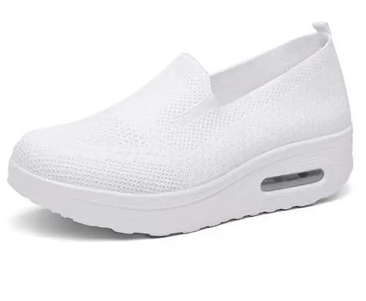 Women's Shoes Slip-on Lazy Casual Thick-soled Air Cushion Sports Rocking Shoes Cross-border Flying Weaving Women's sneaker