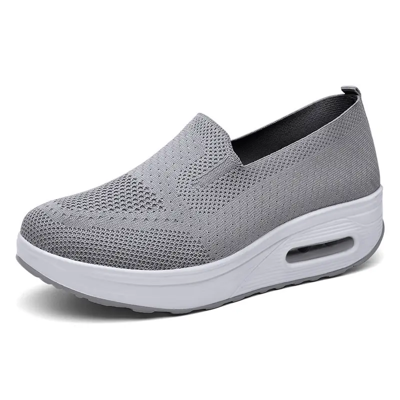 Women's Shoes Slip-on Lazy Casual Thick-soled Air Cushion Sports Rocking Shoes Cross-border Flying Weaving Women's sneaker