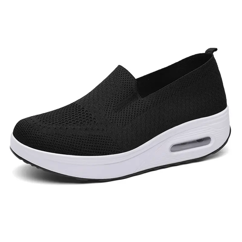 Women's Shoes Slip-on Lazy Casual Thick-soled Air Cushion Sports Rocking Shoes Cross-border Flying Weaving Women's sneaker