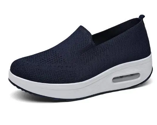 Women's Shoes Slip-on Lazy Casual Thick-soled Air Cushion Sports Rocking Shoes Cross-border Flying Weaving Women's sneaker