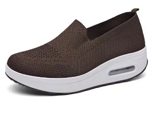 Women's Shoes Slip-on Lazy Casual Thick-soled Air Cushion Sports Rocking Shoes Cross-border Flying Weaving Women's sneaker