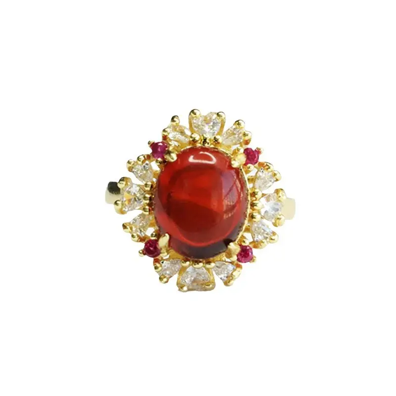 Guan Yu Natural Amber Claw Setting Ring for Women - Image 6