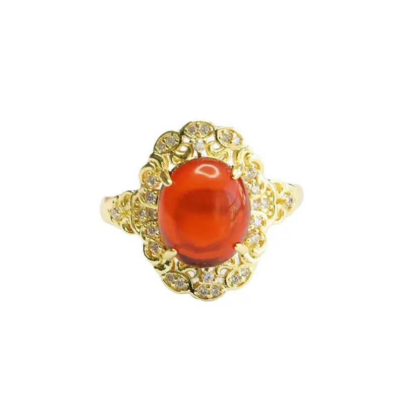 Guan Yu Natural Amber Ring Blood Amber Ring Court Style Jewelry - Image 6