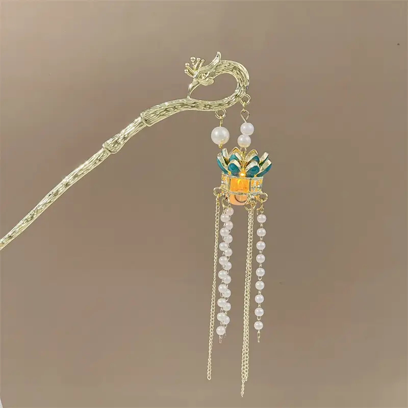 Guofeng Retro Luminous Hairpin with Red Tassels - Image 24