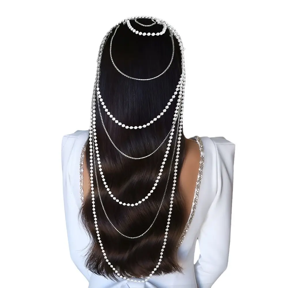 Women's Pearl Headdress with Red Tassels & Rhinestones - Image 7