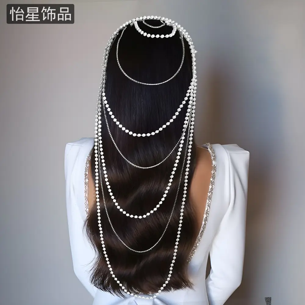 Women's Pearl Headdress with Red Tassels & Rhinestones — feature 5