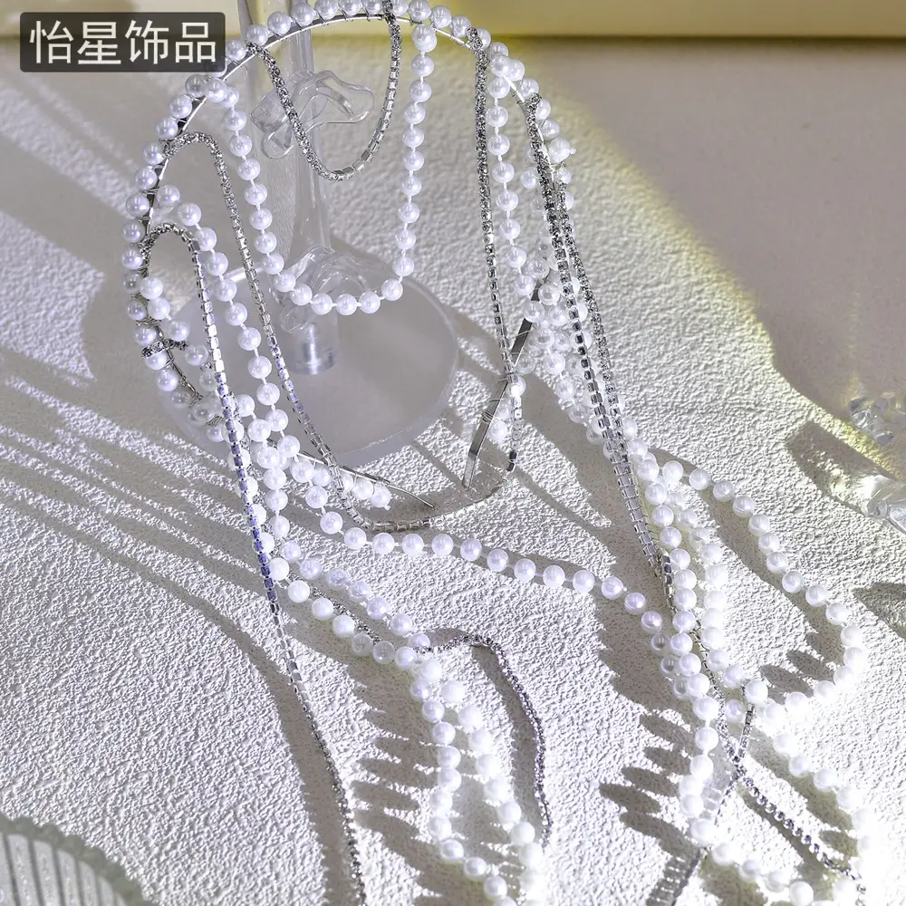Women's Pearl Headdress with Red Tassels & Rhinestones — feature 8