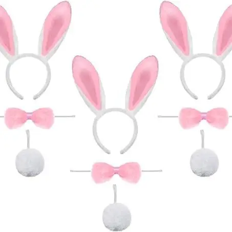 Pink Rabbit Ears Headband Set 3-Piece plush bunny accessory - Image 19