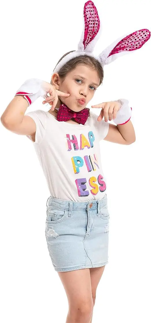 Pink Rabbit Ears Headband Set 3-Piece plush bunny accessory — feature 14