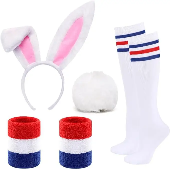 Pink Rabbit Ears Headband Set 3-Piece plush bunny accessory — feature 15
