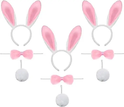 Pink Rabbit Ears Headband Set 3-Piece plush bunny accessory — feature 17