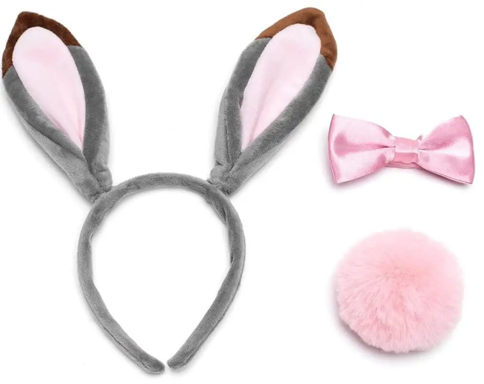 Pink Rabbit Ears Headband Set 3-Piece plush bunny accessory — feature 22