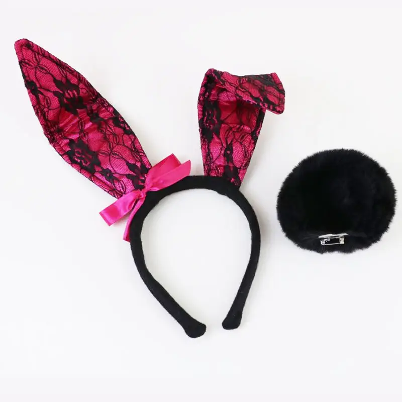 Pink Rabbit Ears Headband Set 3-Piece plush bunny accessory - Image 13