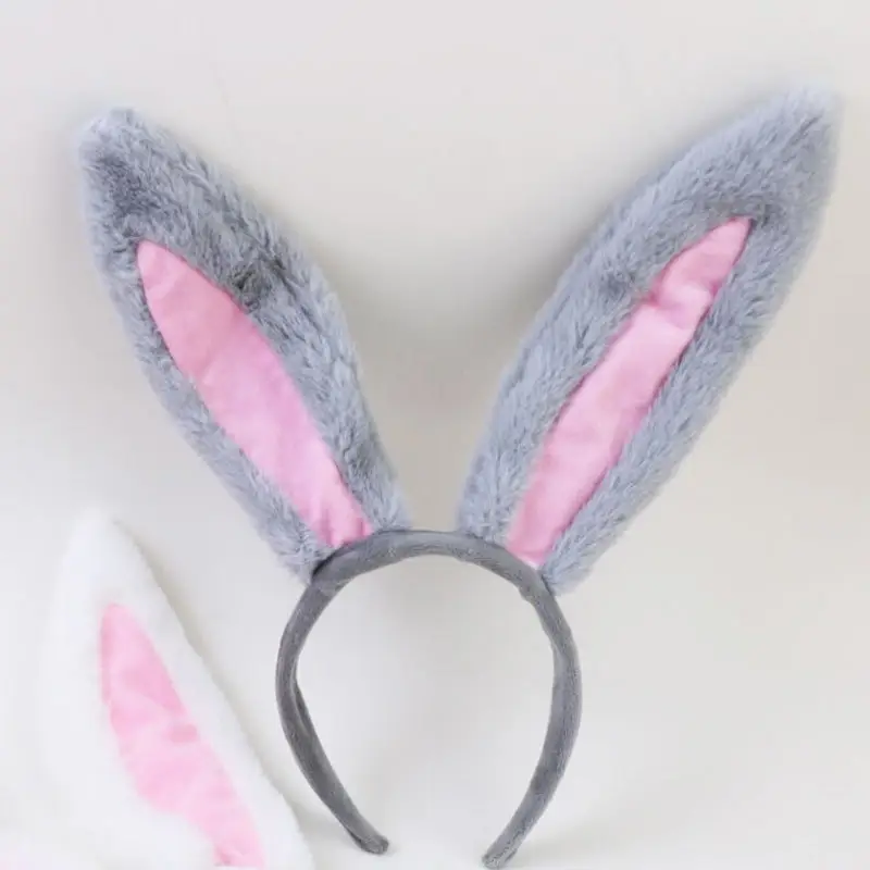 Pink Rabbit Ears Headband Set 3-Piece plush bunny accessory - Image 4