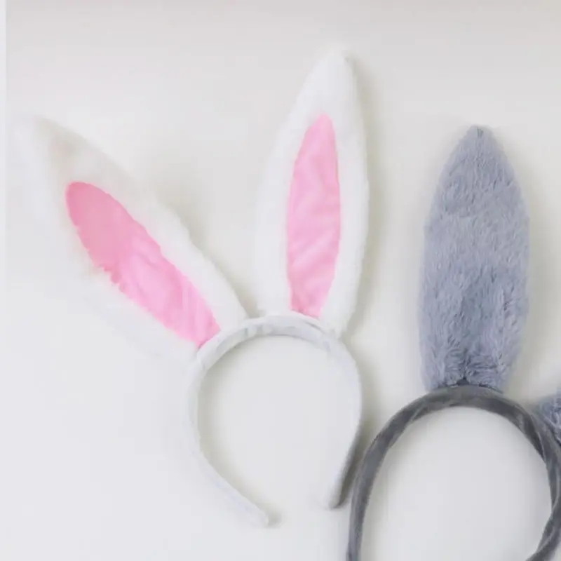 Pink Rabbit Ears Headband Set 3-Piece plush bunny accessory - Image 5
