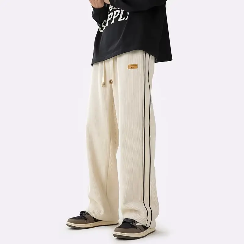 Fleece Lined Winter Striped Pants Black White - Image 8