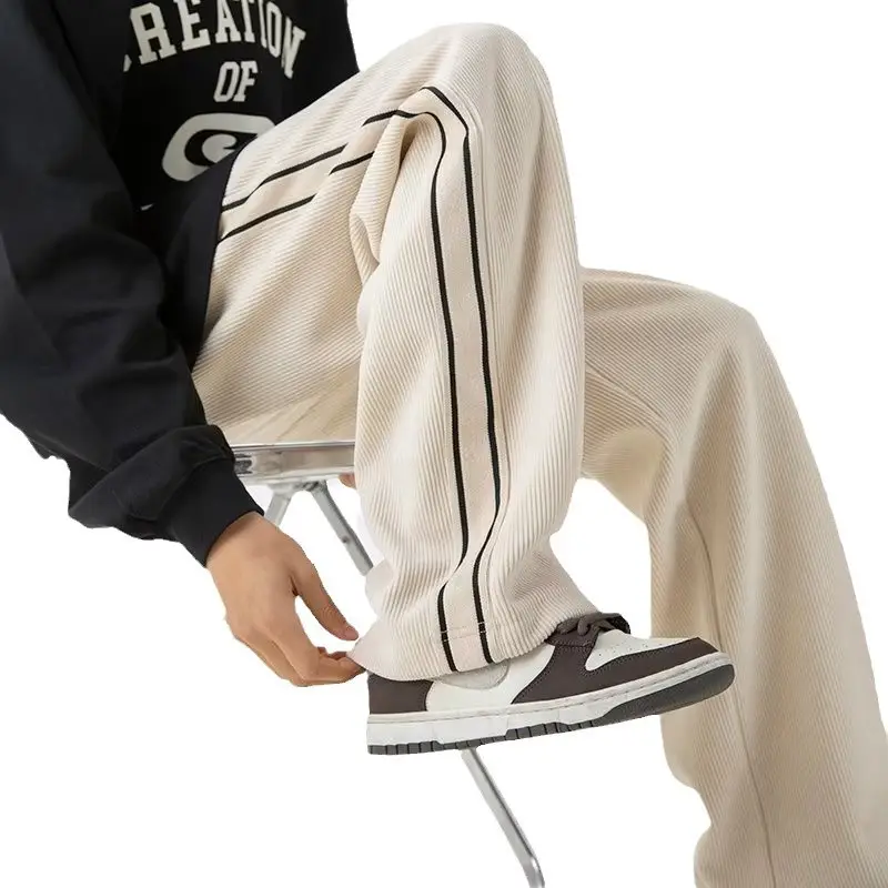 Fleece Lined Winter Striped Pants Black White - Image 10