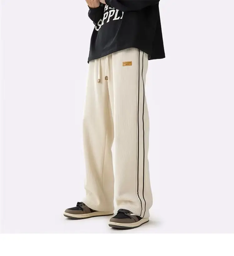 Fleece Lined Winter Striped Pants Black White — feature 10