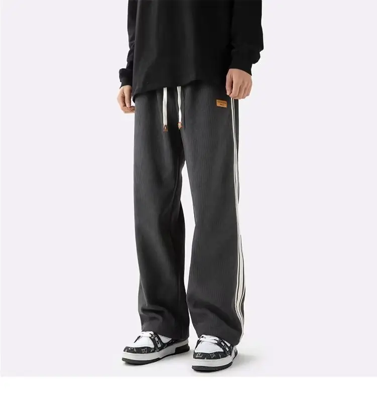 Fleece Lined Winter Striped Pants Black White — feature 17
